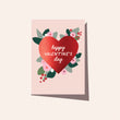 Red Heart Floral Greeting Card